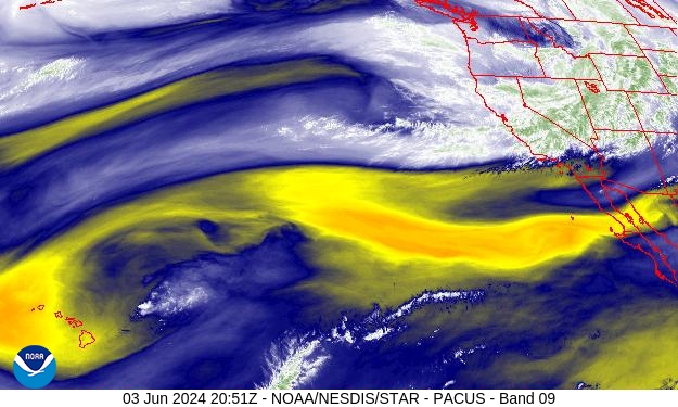West Band 09 Weather Satellite Image for Sacramento